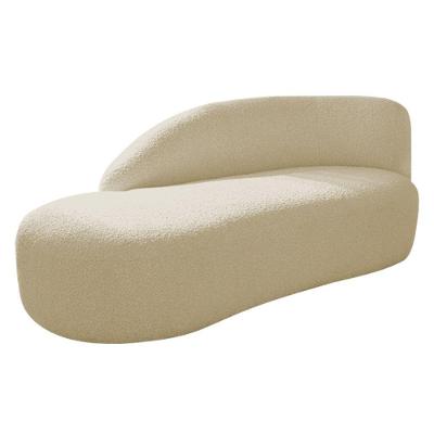 Divã Recamier Curvo Luna 140cm Lado Esquerdo Suede - Doce Sonho Móveis Bege