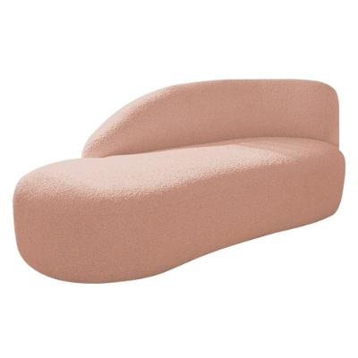 Divã Recamier Curvo Luna 140cm Lado Esquerdo Suede - Doce Sonho Móveis Rosê