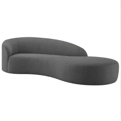 Divã Recamier Orgânico França 140cm Lado Direito Linho Cinza Escuro