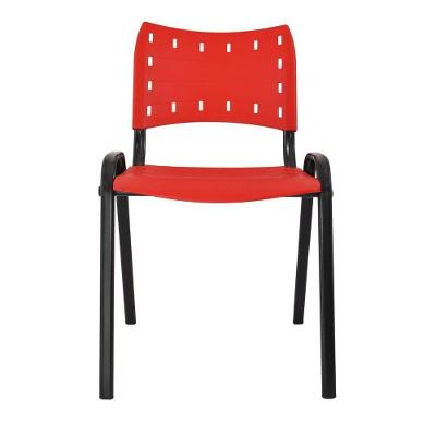 Cadeira Iso Para Escola Escritório Comércio Vermelho Base Preta