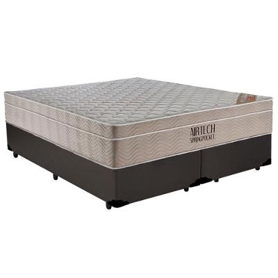 Cama Box Casal Sintético Bipartido + Colchão Ortobom Airtech Molas Ensacadas 65x138x188 Cor:marrom