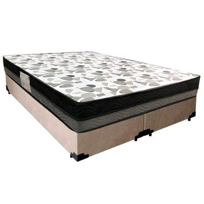 Cama Box Casal Suede Bipartido + Colchão Ortobom Iso Dupla Face 60x138x188 Cor:bege