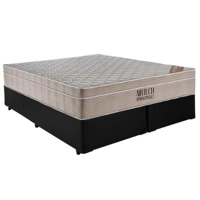 Cama Box Casal Sintético Bipartido + Colchão Ortobom Airtech Molas Ensacadas 65x138x188 Cor:preto