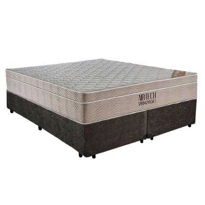 Cama Box Casal Suede Bipartido + Colchão Ortobom Airtech Molas Ensacadas 65x138x188 Cor:marrom