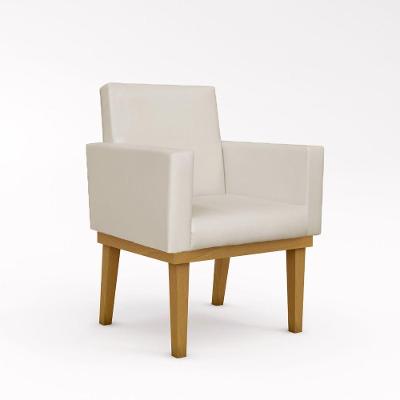 Poltrona Decorativa Com Base Reforçada Courino Sala Quarto Cor:courino Bege