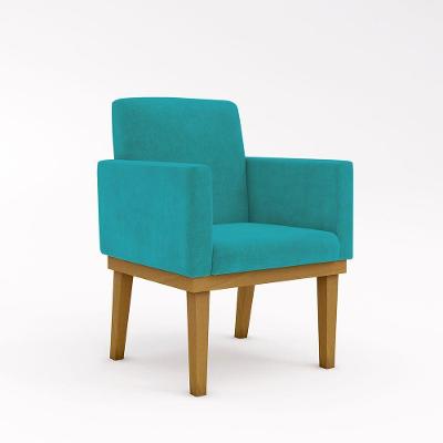 Poltrona Decorativa Com Base Reforçada Sala Quarto Jl Decor Cor:azul Turquesa