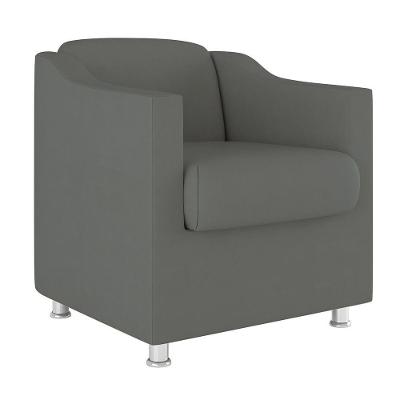Poltrona Decorativa Com Base Reforçada Sala Quarto Jl Decor Cor:cinza