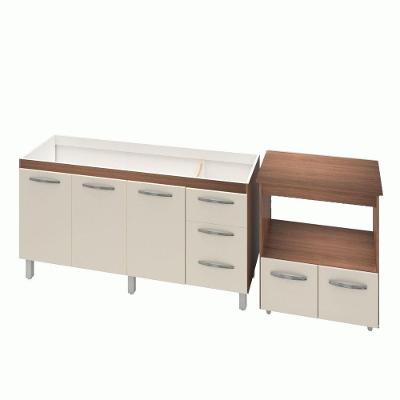 Armário Gabinete Balcão Para Pia 138 Cm Carina Balcão Multiuso Para Forno E Micro-ondas Off-white