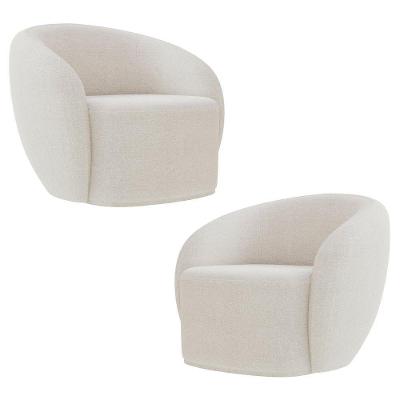 Poltrona Para Sala De Estar Orgânica Kit Com 2 Garbin K04 Bouclê Bege - Mpozenato