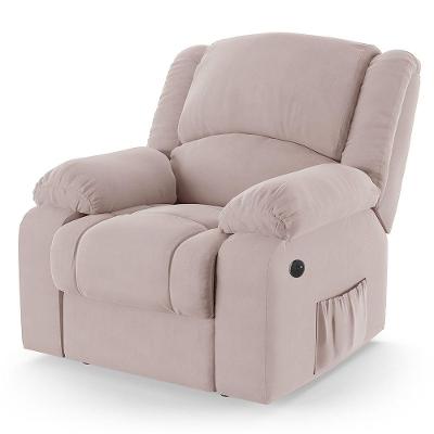 Poltrona Do Papai Reclinável Pietra Power Touch Massagem Fh9 Veludo Rosê - Mpozenato