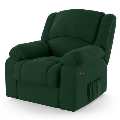 Poltrona Do Papai Reclinável Pietra Power Touch Massagem Fh9 Veludo Verde - Mpozenato
