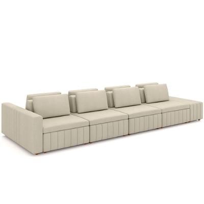 Sofá Ilha Com Puff Para Sala Living 505cm Amber M03 Linho Cru - Lyam Decor