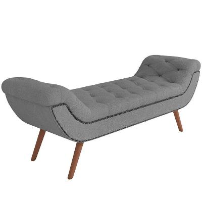 Puff Recamier Decorativo Com Tachas 195cm Santorini Bouclê Cinza