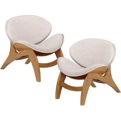 Kit 2 Poltronas Decorativa Orgânica Sala Living Kadosh L02 Linho Cru