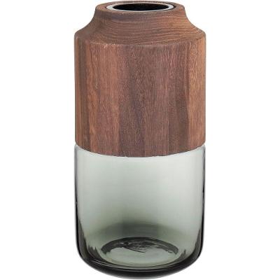 Vaso Decorativo Enfeite Casa Vidro 30x10x10cm Cinza