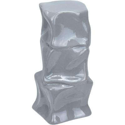 Vaso Decorativo Enfiete Casa Aparador Amassado Home&co Cerâmica 23x11x11cm Cinza