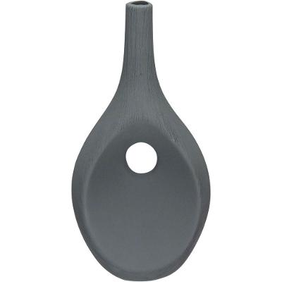 Vaso Decorativo Enfeite Casa Aparador Garrafa Home&co Cerâmica 37x19x12cm Cinza
