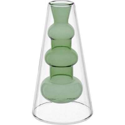 Vaso Decorativo Enfeite Casa Parede Dupla Home&co Borossilicato 19x9x9cm Verde