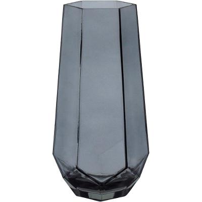 Vaso Decorativo Enfeite Casa Geométrico Home&co Vidro 20x7x7cm Fume