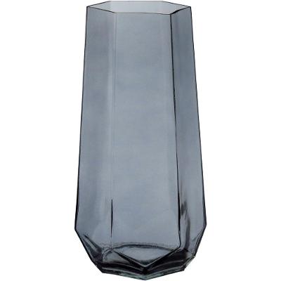 Vaso Decorativo Enfeite Casa Geométrico Home&co Vidro 28x10x10cm Fume