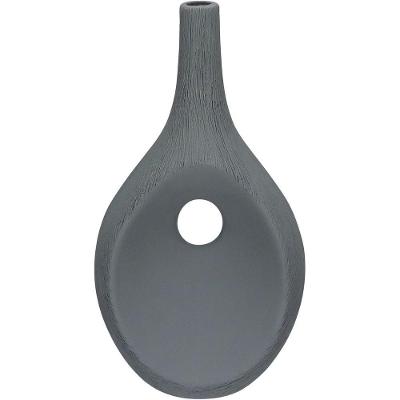 Vaso Decorativo Enfiete Casa Aparador Garrafa Home&co Cerâmica 31x16x11cm Cinza