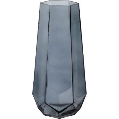 Vaso Decorativo Enfeite Casa Geométrico Home&co Vidro 25x8x8cm Fume