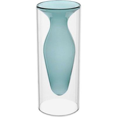 Vaso Decorativo Enfeite Casa Parede Dupla Home&co Borossilicato 20x8x8cm Verde
