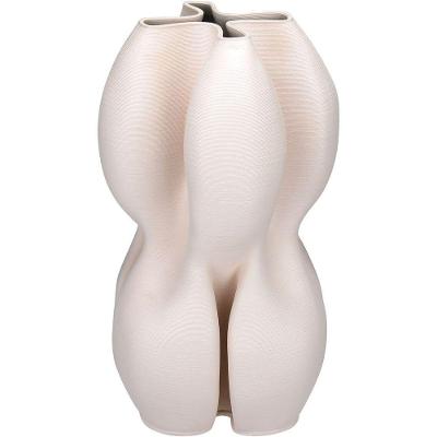 Vaso Decorativo Enfeite Casa Aparador 3d Home&co Cerâmica 32x19x19cm Nude