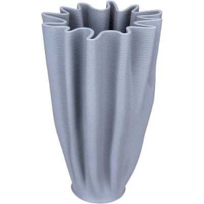 Vaso Decorativo Enfiete Casa Aparador 3d Home&co Cerâmica 25x18x18cm Cinza