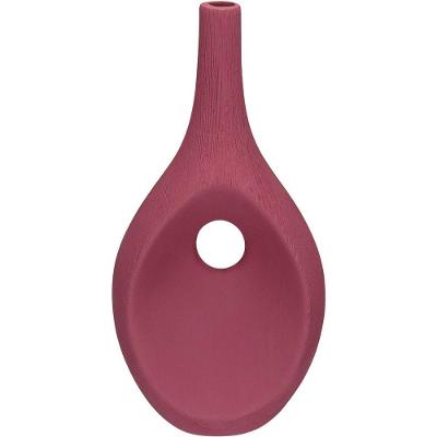 Vaso Decorativo Enfeite Casa Aparador Garrafa Home&co Cerâmica 37x19x12cm Terracota