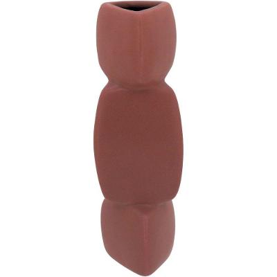 Vaso Decorativo Enfeite Casa Geométrico Home&co Cerâmica 21x7x7cm Marrom