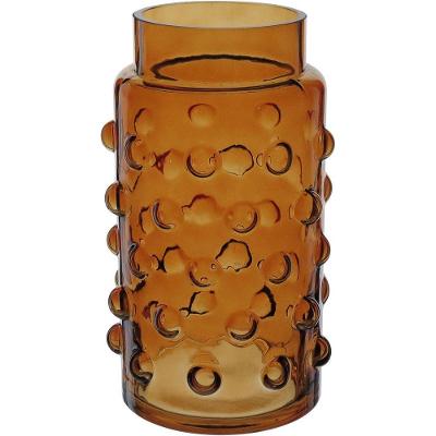 Vaso Decorativo Enfeite Casa Dots Home&co Vidro 22x11x11cm âmbar