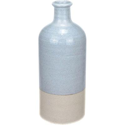 Vaso Decorativo Enfeite Casa Aparador Garrafa Home&co Cerâmica 30x12x12cm Cinza