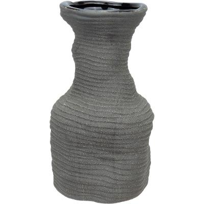 Vaso Decorativo Enfeite Casa Aparador Home&co Cerâmica 28x15x15cm Cinza