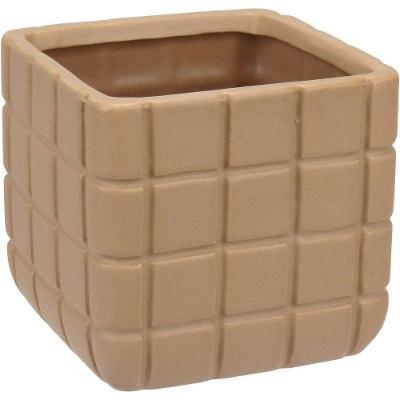 Vaso Decorativo Enfiete Casa Aparador Home&co Cerâmica 10x10x10cm Nude