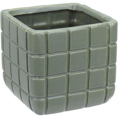 Vaso Decorativo Enfeite Casa Aparador Home&co Cerâmica 10x10x10cm Verde