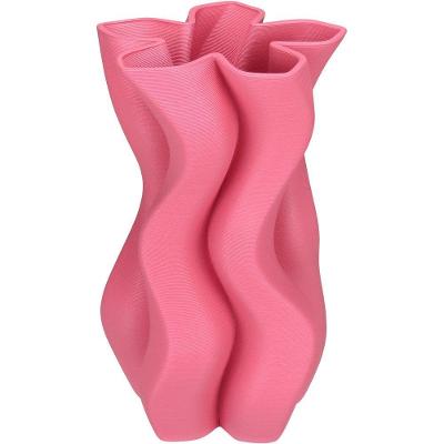 Vaso Decorativo Enfiete Casa Aparador 3d Home&co Cerâmica 24x14x14cm Rosa Escuro