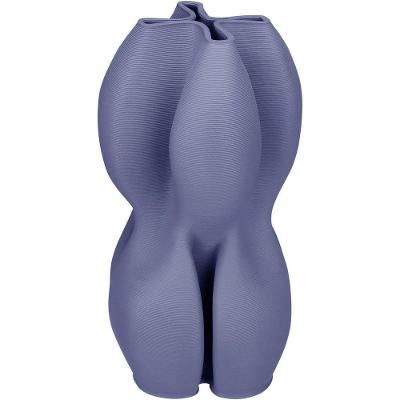 Vaso Decorativo Enfiete Casa Aparador 3d Home&co Cerâmica 24x13x13cm Azul
