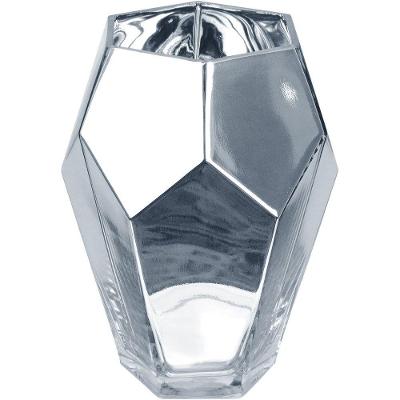 Vaso Decorativo Enfeite Casa Geométrico Home&co Vidro 15x12x12cm Prata