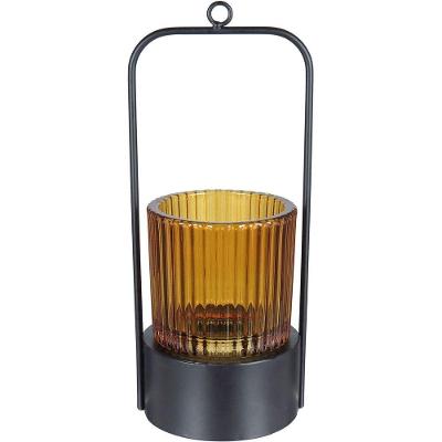 Castiçal Decorativo Porta Vela Home&co Metal 25x10x9cm âmbar
