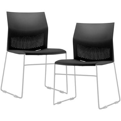 Kit 02 Cadeiras Empilhável Fixa Link F02 Base Aço Cinza Preto - Lyam Decor