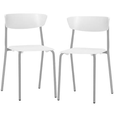 Kit 02 Cadeiras Empilhável Fixa Atom F02 Base Aço Cinza Branco - Lyam Decor