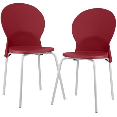 Kit 02 Cadeiras Para Sala De Jantar Cozinha Mond F02 Base Aço Branco Vermelho - Lyam Decor