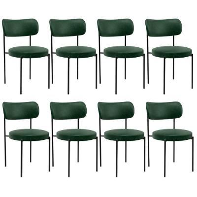Kit 08 Cadeiras Estofadas Para Sala De Jantar Louise L02 Couríssimo Verde - Lyam Decor