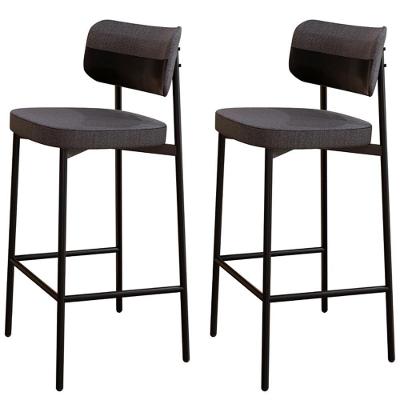 Kit 02 Banquetas Alta Bar Cozinha Sala De Jantar Aço Preto Kaira C01 Linho Preto Courino Preto - Lyam Decor