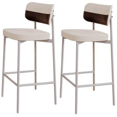 Kit 02 Banquetas Alta Bar Cozinha Sala De Jantar Aço Branco Kaira C01 Linho Palha Courino Café - Lyam Decor