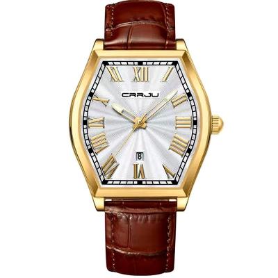 Relogio Analógico Masculino De Quartzo Design Criativo Tonneau à Prova D'água Dourado