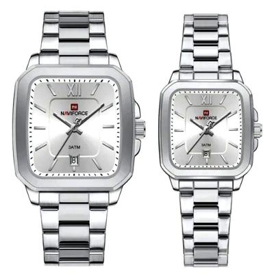 Conjunto De Relógio Casual Simples Quartzo Design Tonneau Impermeavel Casal Branco