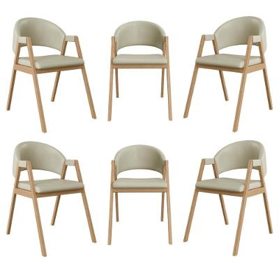 Kit 6 Cadeiras Mesa Jantar Suellen Versátil Reforçada Corino Bege