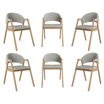 Kit 6 Cadeiras Suellen Luxo Reforçada Mesa De Jantar Linho Cinza Claro